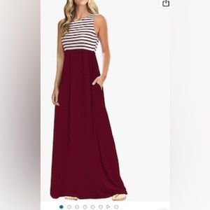 Maroon stripe maxi dress